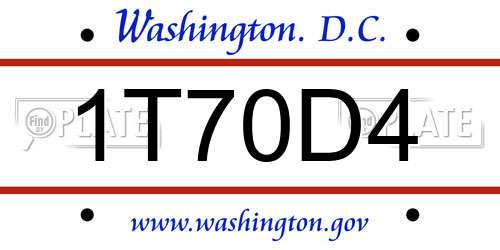 1T70D4 District Of Columbia License Plate