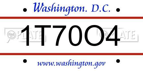 1T70O4 District Of Columbia License Plate