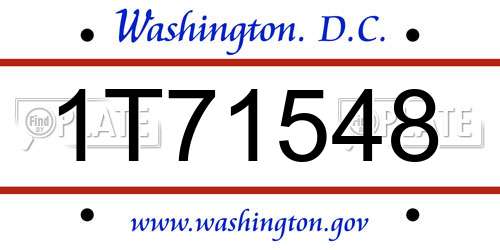 1T71548 District Of Columbia License Plate