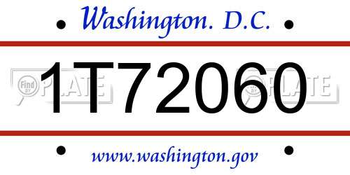 1T72060 District Of Columbia License Plate