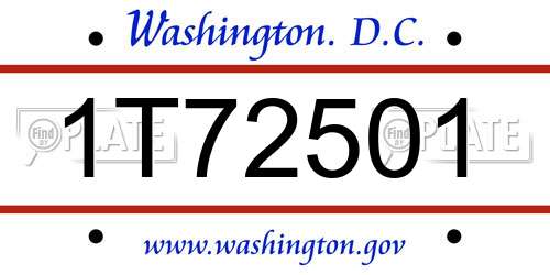1T72501 District Of Columbia License Plate
