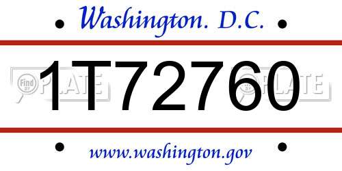 1T72760 District Of Columbia License Plate