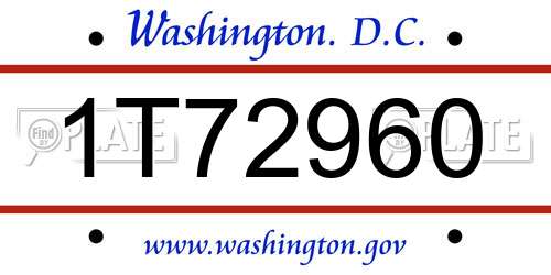 1T72960 District Of Columbia License Plate