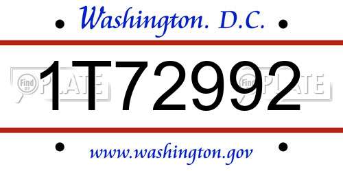 1T72992 District Of Columbia License Plate