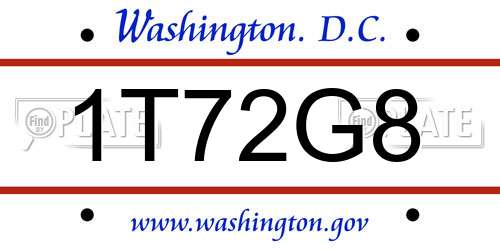 1T72G8 District Of Columbia License Plate