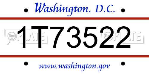 1T73522 District Of Columbia License Plate