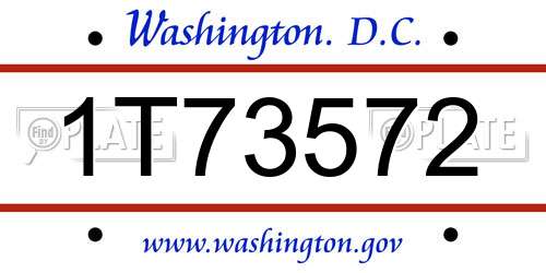 1T73572 District Of Columbia License Plate