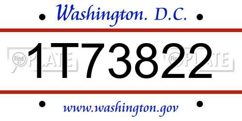1T73822 District Of Columbia License Plate