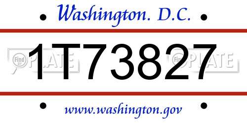 1T73827 District Of Columbia License Plate