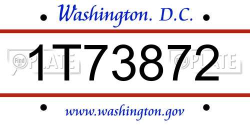 1T73872 District Of Columbia License Plate