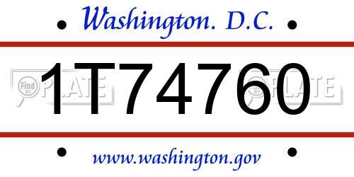1T74760 District Of Columbia License Plate
