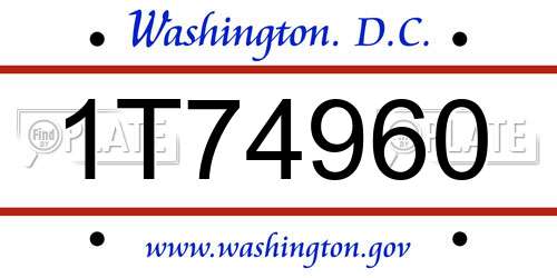 1T74960 District Of Columbia License Plate
