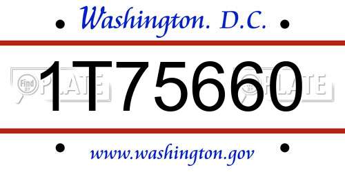 1T75660 District Of Columbia License Plate