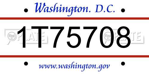 1T75708 District Of Columbia License Plate