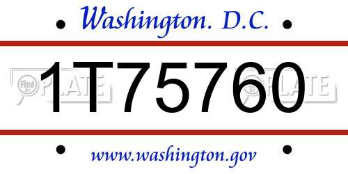 1T75760 District Of Columbia License Plate
