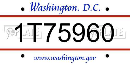 1T75960 District Of Columbia License Plate