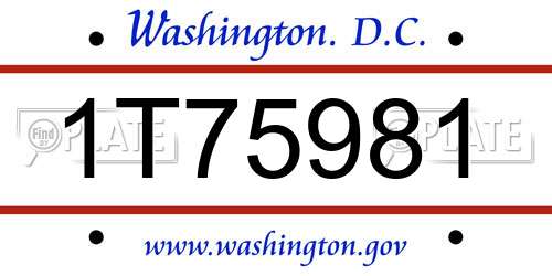 1T75981 District Of Columbia License Plate