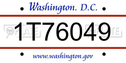 1T76049 District Of Columbia License Plate