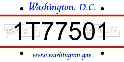 1T77501 District Of Columbia License Plate