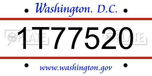 1T77520 District Of Columbia License Plate