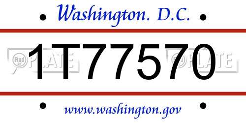 1T77570 District Of Columbia License Plate