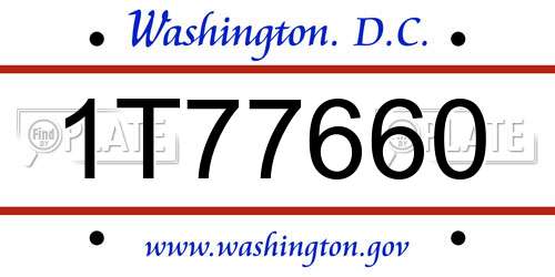 1T77660 District Of Columbia License Plate