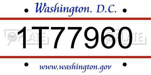 1T77960 District Of Columbia License Plate
