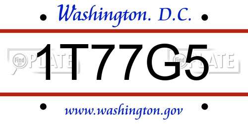 1T77G5 District Of Columbia License Plate