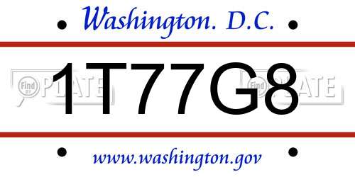 1T77G8 District Of Columbia License Plate
