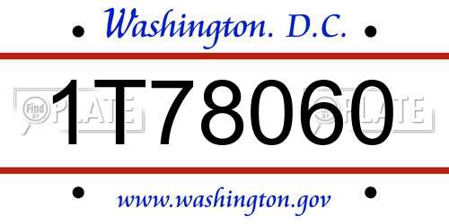 1T78060 District Of Columbia License Plate