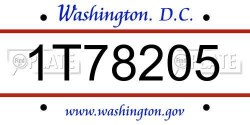 1T78205 District Of Columbia License Plate
