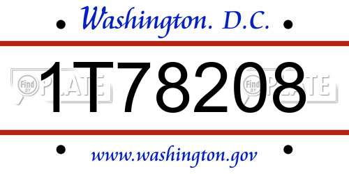 1T78208 District Of Columbia License Plate