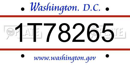 1T78265 District Of Columbia License Plate