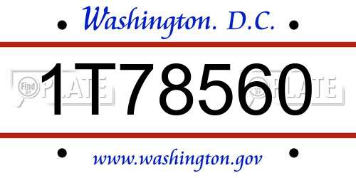 1T78560 District Of Columbia License Plate