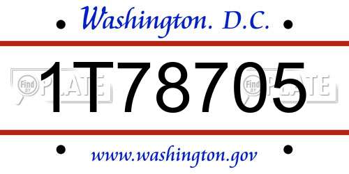 1T78705 District Of Columbia License Plate