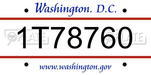 1T78760 District Of Columbia License Plate