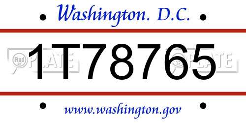 1T78765 District Of Columbia License Plate