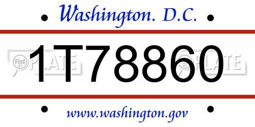 1T78860 District Of Columbia License Plate
