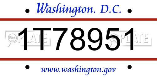 1T78951 District Of Columbia License Plate