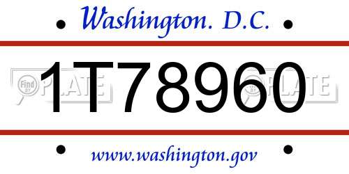 1T78960 District Of Columbia License Plate