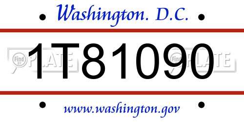 1T81090 District Of Columbia License Plate