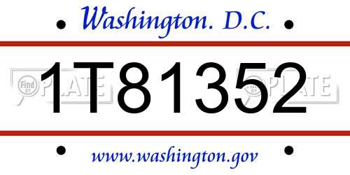 1T81352 District Of Columbia License Plate