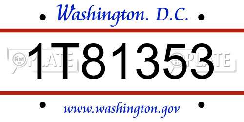 1T81353 District Of Columbia License Plate