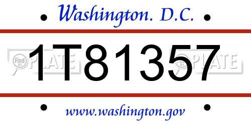 1T81357 District Of Columbia License Plate