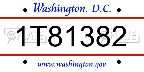 1T81382 District Of Columbia License Plate