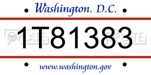 1T81383 District Of Columbia License Plate