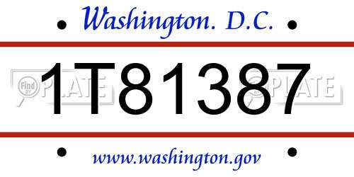 1T81387 District Of Columbia License Plate