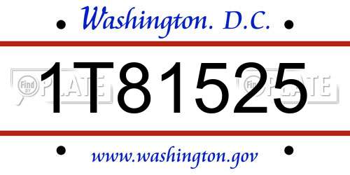 1T81525 District Of Columbia License Plate