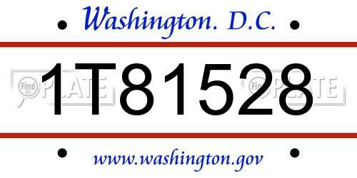 1T81528 District Of Columbia License Plate
