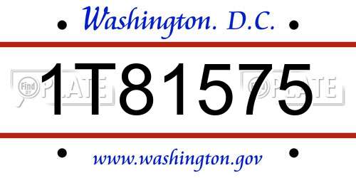 1T81575 District Of Columbia License Plate